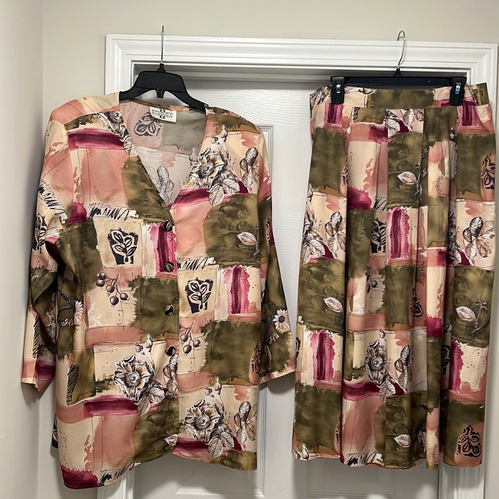 Vintage Plus Size Two Piece Set
